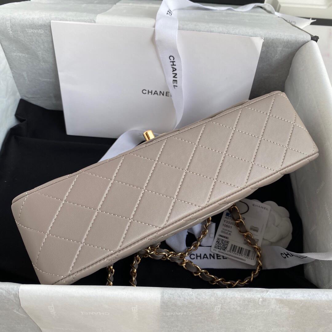 Chanel A01112 CF Quilted Classic Flap Bag in Grainy Lambskin Gray