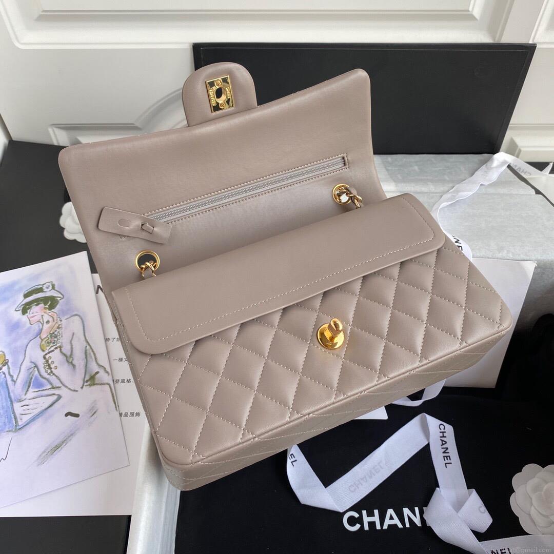Chanel A01112 CF Quilted Classic Flap Bag in Grainy Lambskin Gray