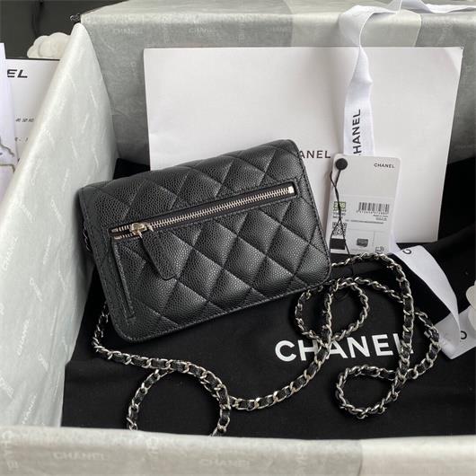 Chanel AP1649 Mini Wallet on Chain Grained Calfskin Black