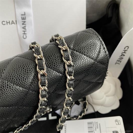 Chanel AP1649 Mini Wallet on Chain Grained Calfskin Black