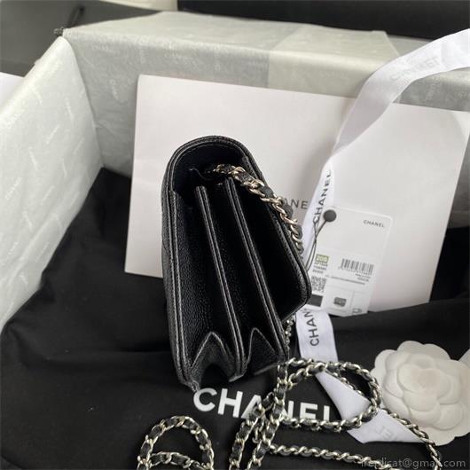Chanel AP1649 Mini Wallet on Chain Grained Calfskin Black