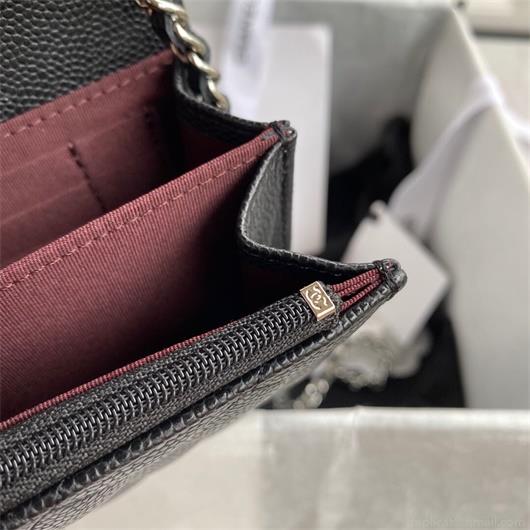 Chanel AP1649 Mini Wallet on Chain Grained Calfskin Black