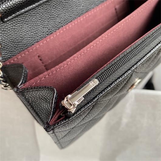 Chanel AP1649 Mini Wallet on Chain Grained Calfskin Black