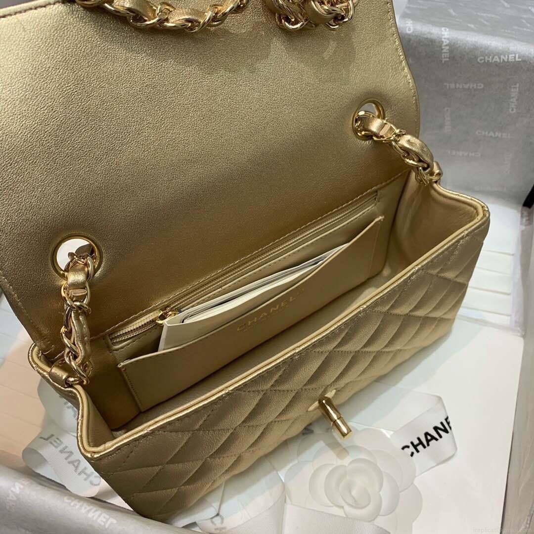 Chanel A69900 Chanel 1116 Mini Flap Lambskin B05133 Bag Gold