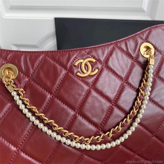 Chanel AS2213 Shopping Bag Calfskin Wine Red