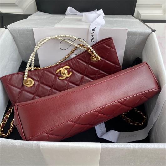 Chanel AS2213 Shopping Bag Calfskin Wine Red