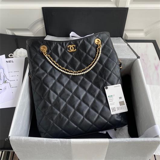 Chanel AS2213 Shopping Bag Calfskin Black