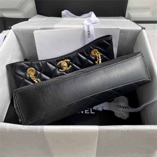 Chanel AS2213 Shopping Bag Calfskin Black