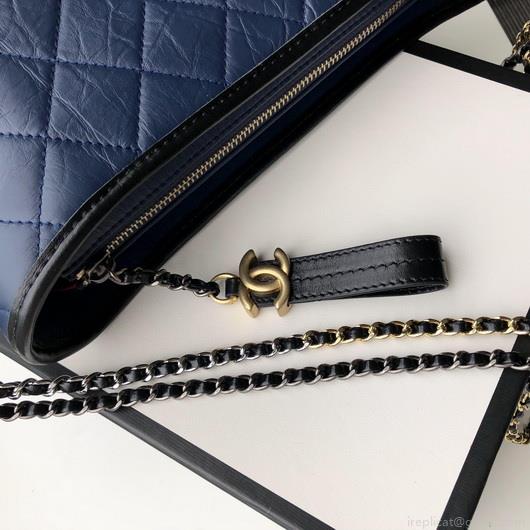 Chanel A93824 Large Hobo Bag Smooth Calfskin Navy Blue