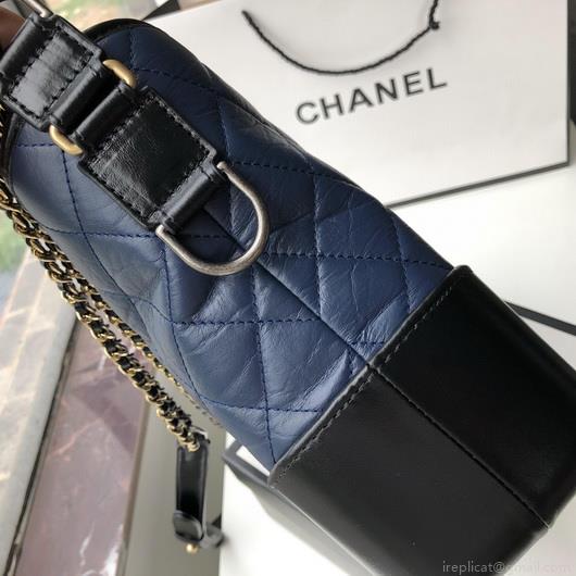 Chanel A93824 Large Hobo Bag Smooth Calfskin Navy Blue