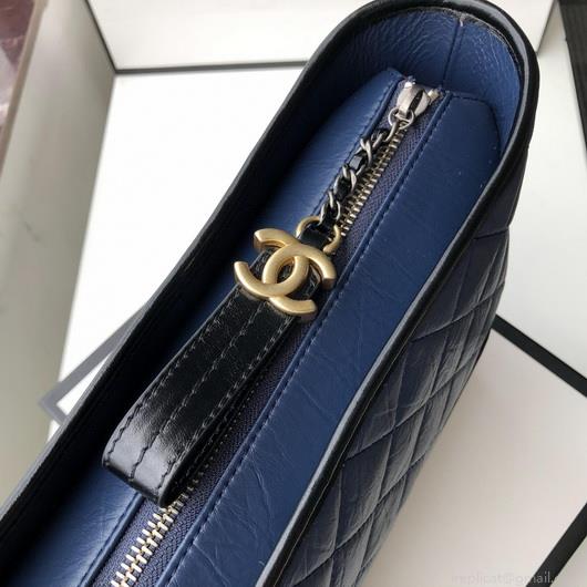 Chanel A93824 Large Hobo Bag Smooth Calfskin Navy Blue