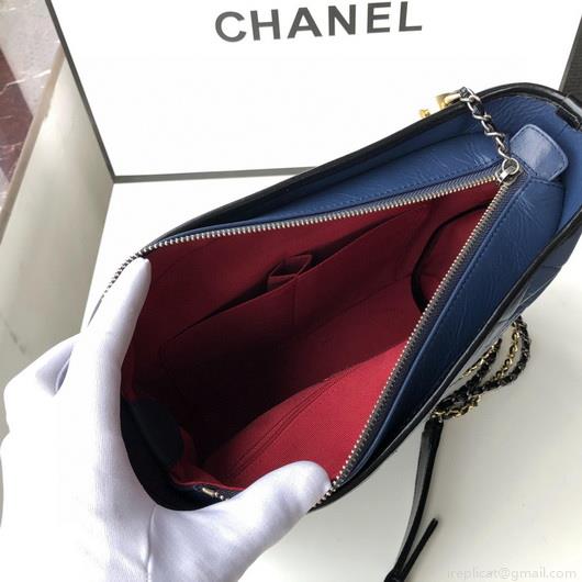 Chanel A93824 Large Hobo Bag Smooth Calfskin Navy Blue