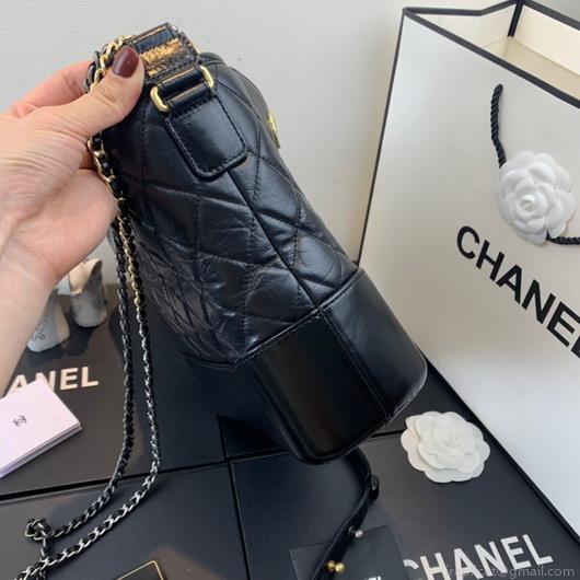 Chanel A93824 Large Hobo Bag Smooth Calfskin Black