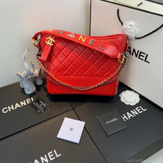 Chanel A93824 Large Hobo Bag Smooth Calfskin Red