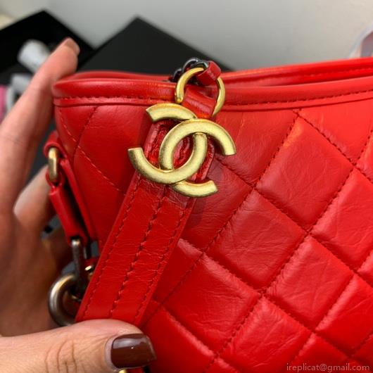 Chanel A93824 Large Hobo Bag Smooth Calfskin Red