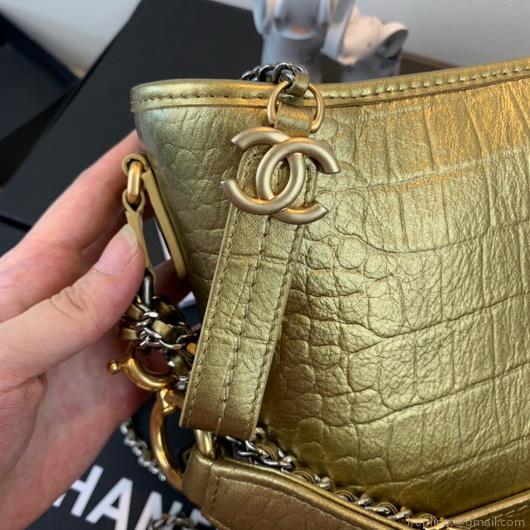 Chanel A93824 Large Hobo Bag Alligator Leather Gold