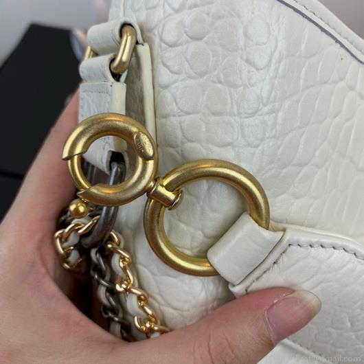 Chanel A93824 Large Hobo Bag Alligator Leather White