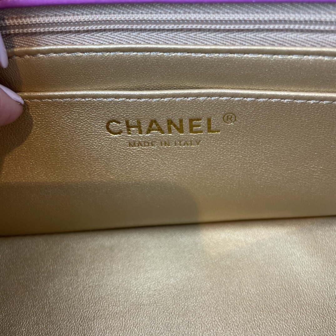 Chanel AS1787 Chanel Mini Flap Bag Lambskin gold N6517 Purple