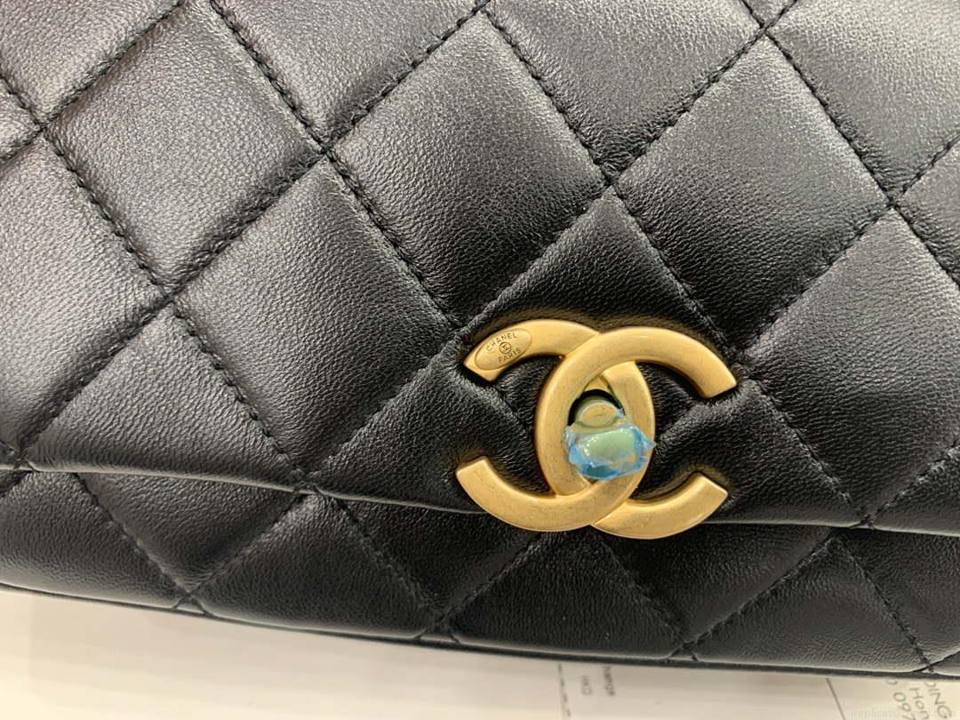 Chanel AS2388 Chanel Flap Bag Shiny Lambskin Gold Black