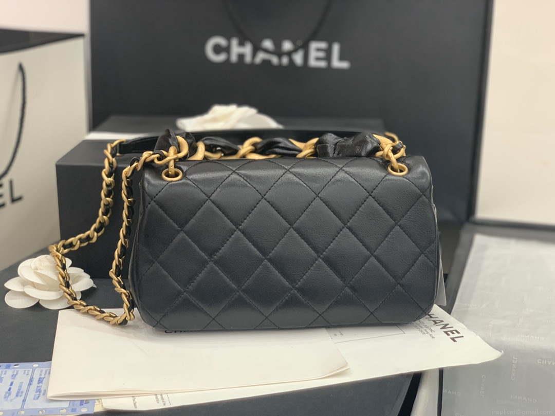 Chanel AS2388 Chanel Flap Bag Shiny Lambskin Gold Black