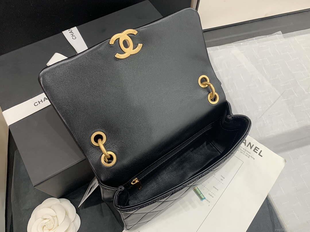 Chanel AS2388 Chanel Flap Bag Shiny Lambskin Gold Black