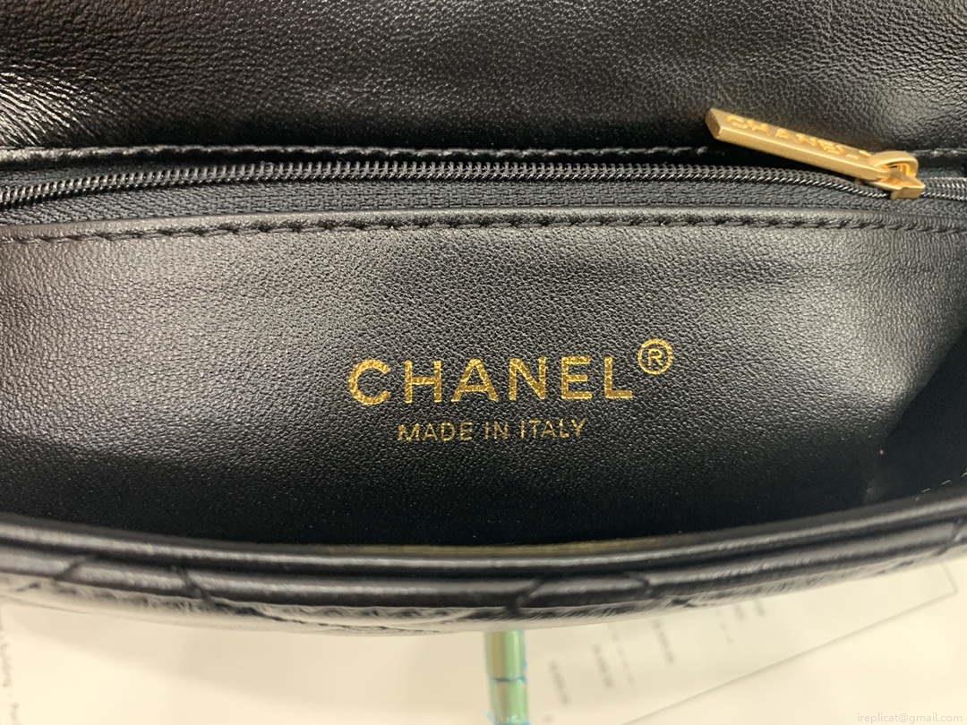 Chanel AS2388 Chanel Flap Bag Shiny Lambskin Gold Black
