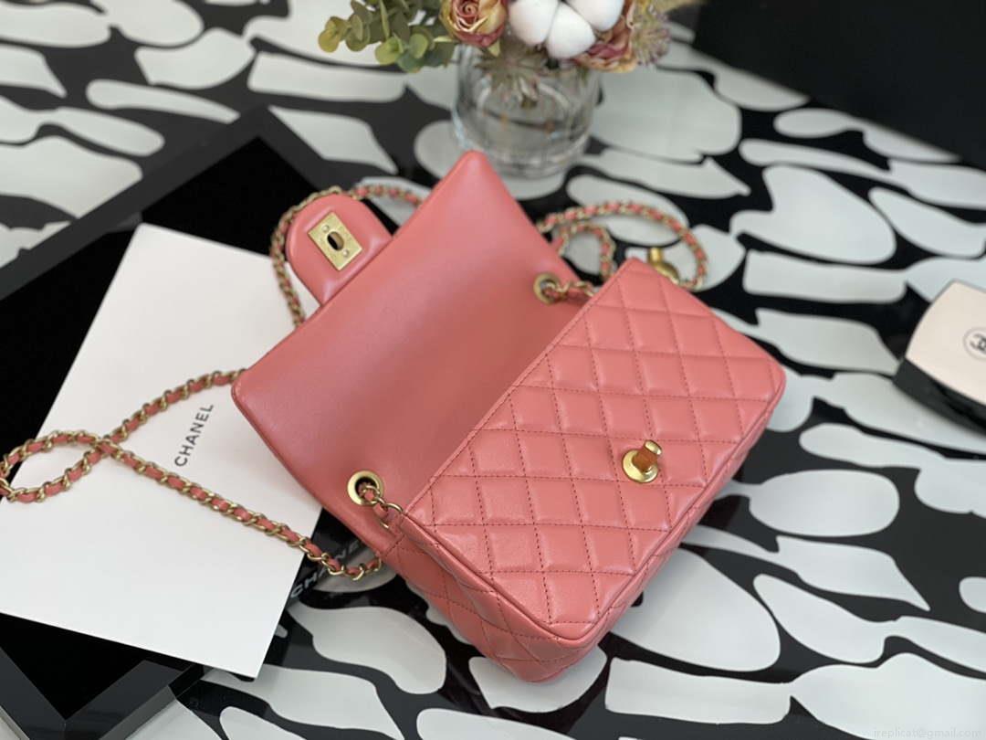 Chanel AS1787 Chanel Mini Flap Bag Lambskin Gold NA117 Pink