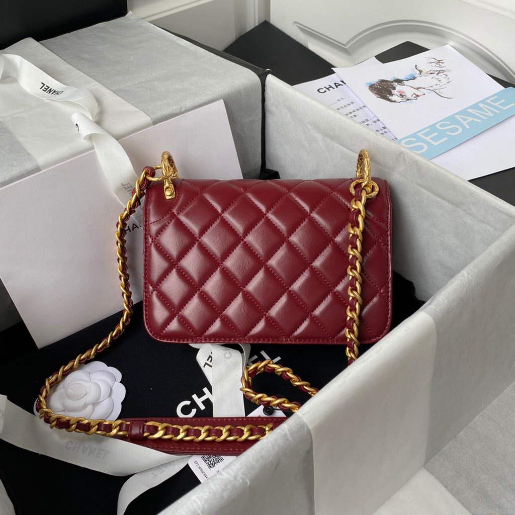 Chanel AS2714 Chanel Crossbody Bag Calfskin Red