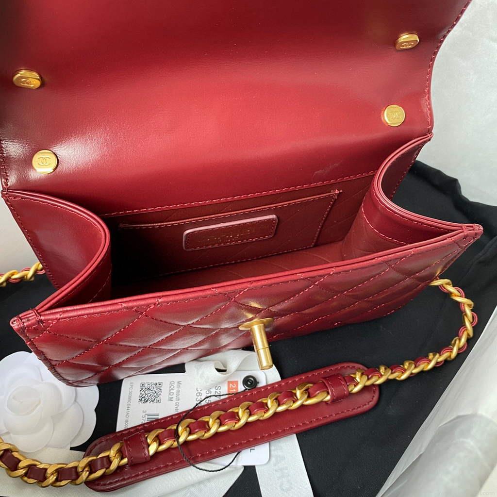 Chanel AS2714 Chanel Crossbody Bag Calfskin Red