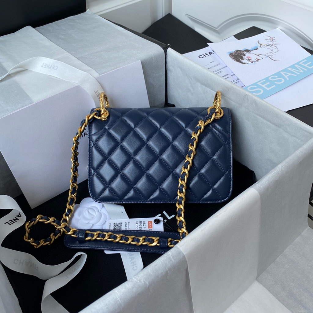 Chanel AS2714 Chanel Crossbody Bag Calfskin Blue