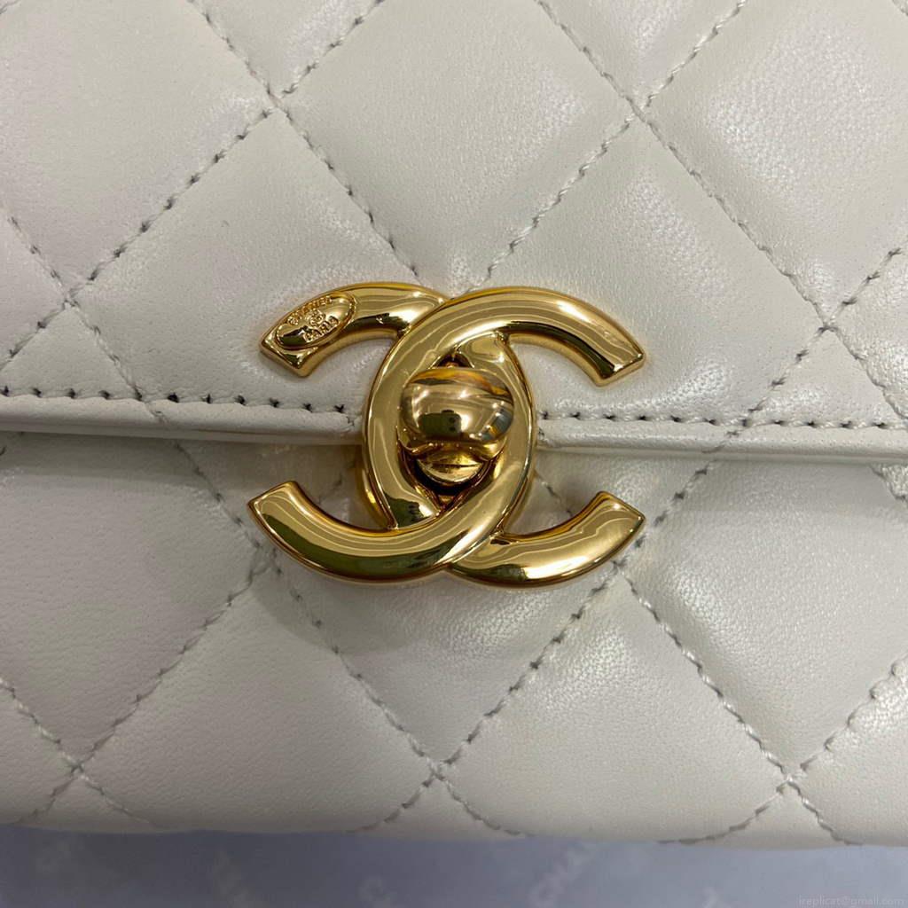 Chanel AS2796 Mini Flap Bag with Handle Lambskin White