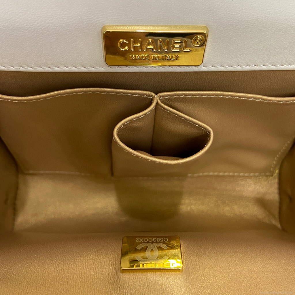 Chanel AS2796 Mini Flap Bag with Handle Lambskin White