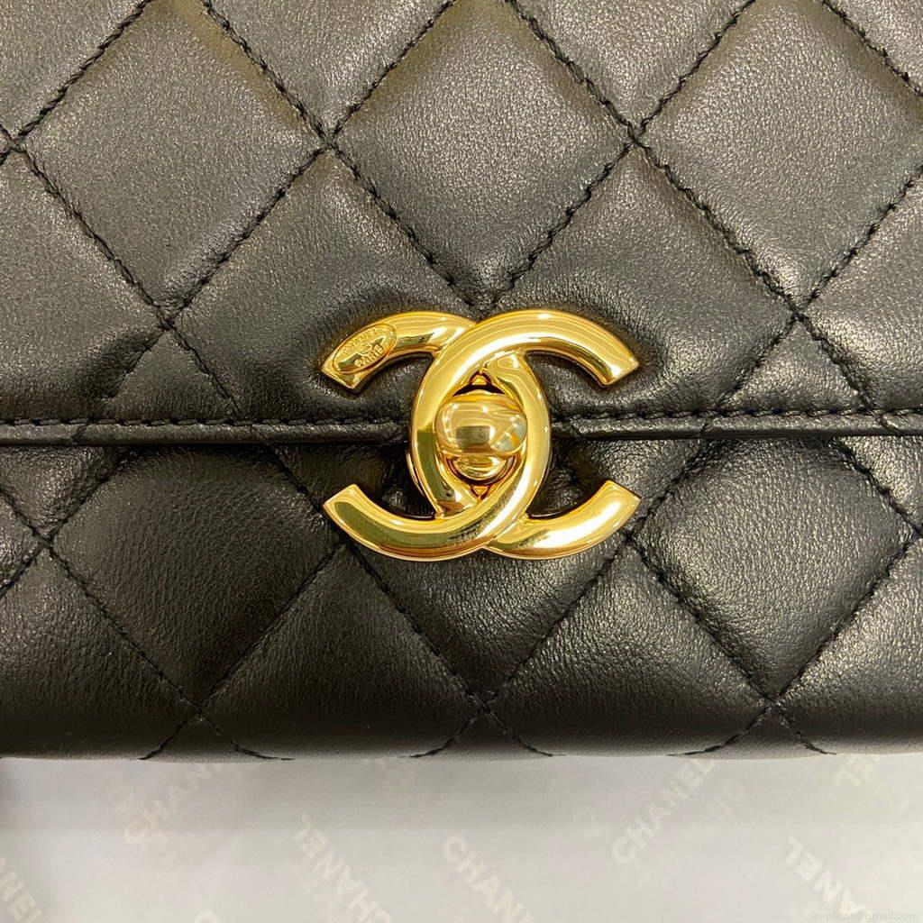 Chanel AS2796 Mini Flap Bag with Handle Lambskin Black