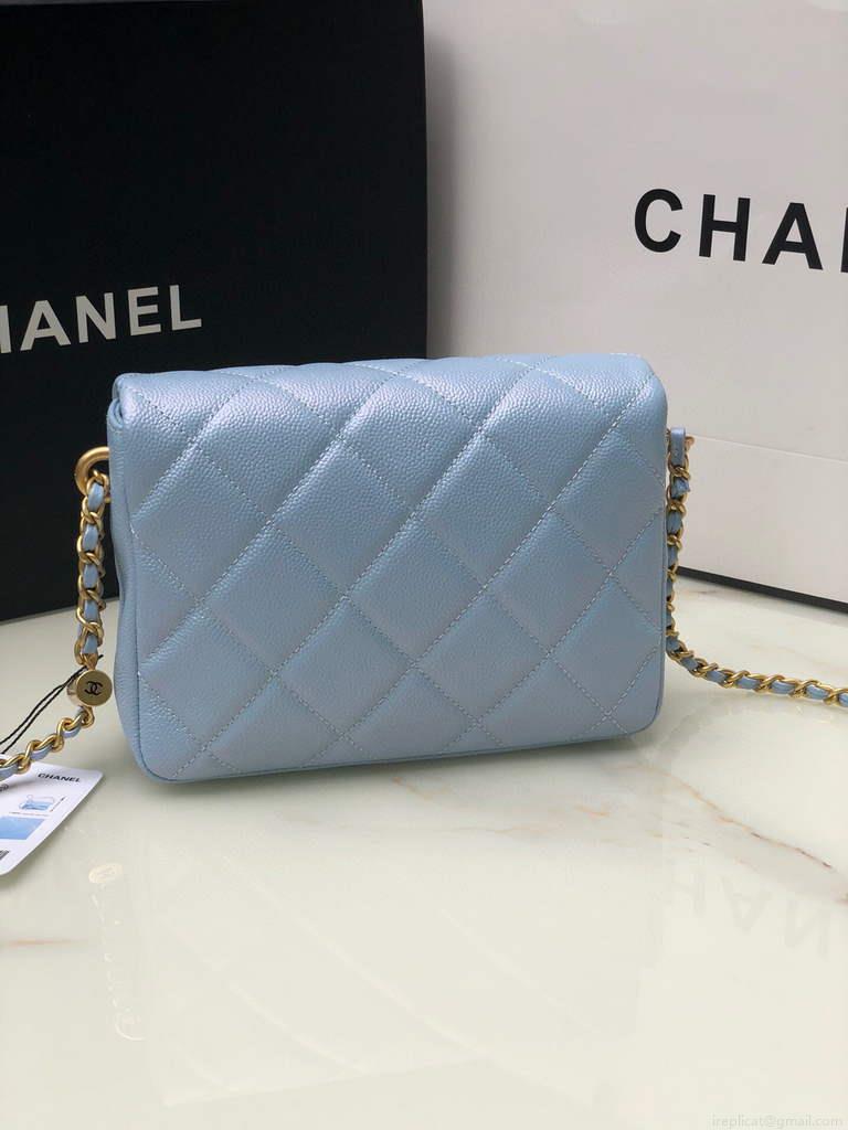 Chanel AS2855 Mini Flap Bag Calfskin Gold Blue
