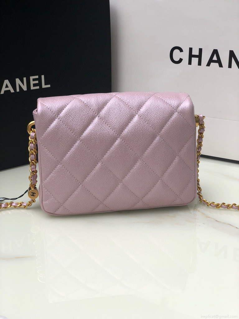 Chanel AS2855 Mini Flap Bag Calfskin Gold Pink