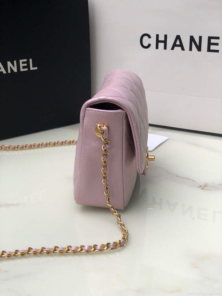 Chanel AS2855 Mini Flap Bag Calfskin Gold Pink
