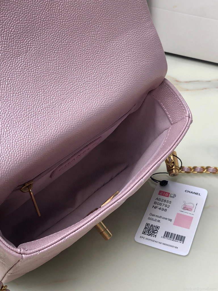 Chanel AS2855 Mini Flap Bag Calfskin Gold Pink