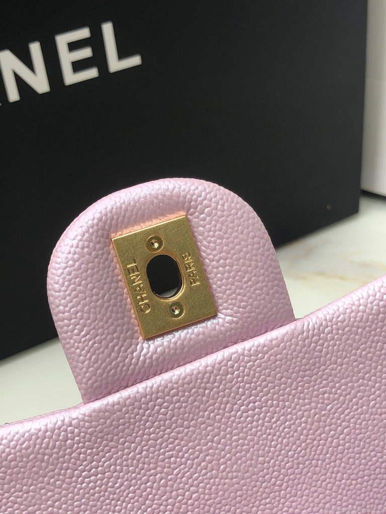 Chanel AS2855 Mini Flap Bag Calfskin Gold Pink
