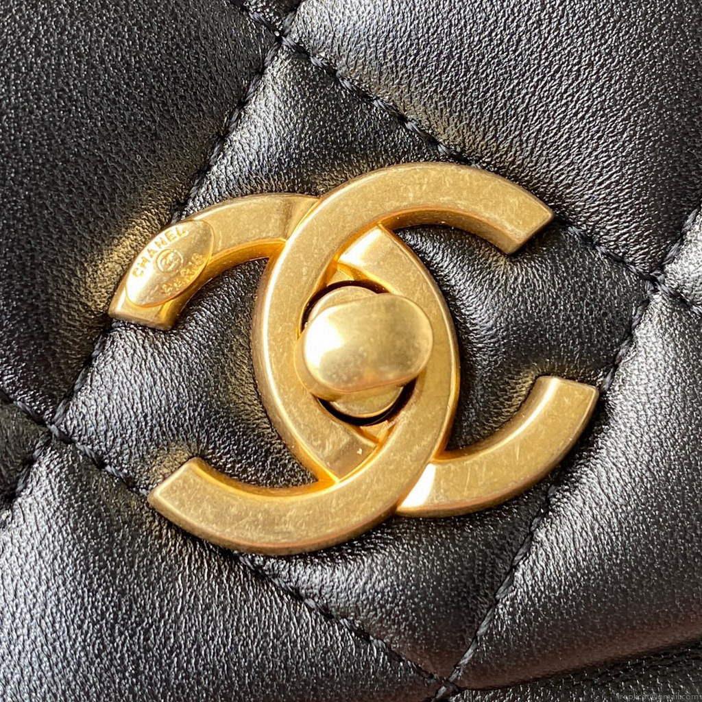 Chanel AS2734 Mini Flap Bag Lambskin Gold Black