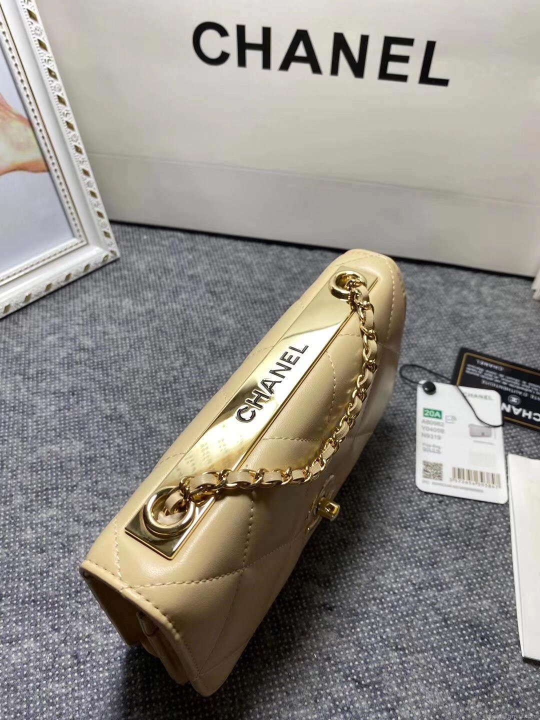 Chanel A80982 Lambskin Wallet On Chain With Gold Yellow