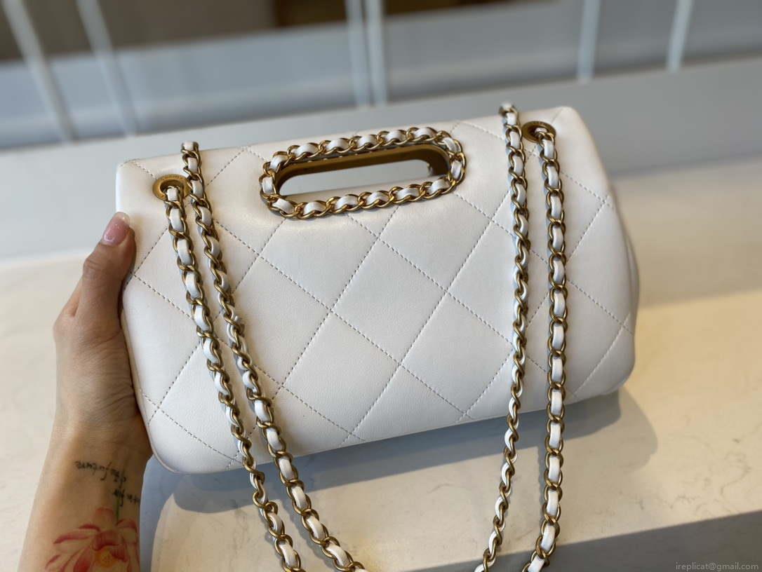 Chanel AS1466 Chanel White small flap Bag Lambskin B02345