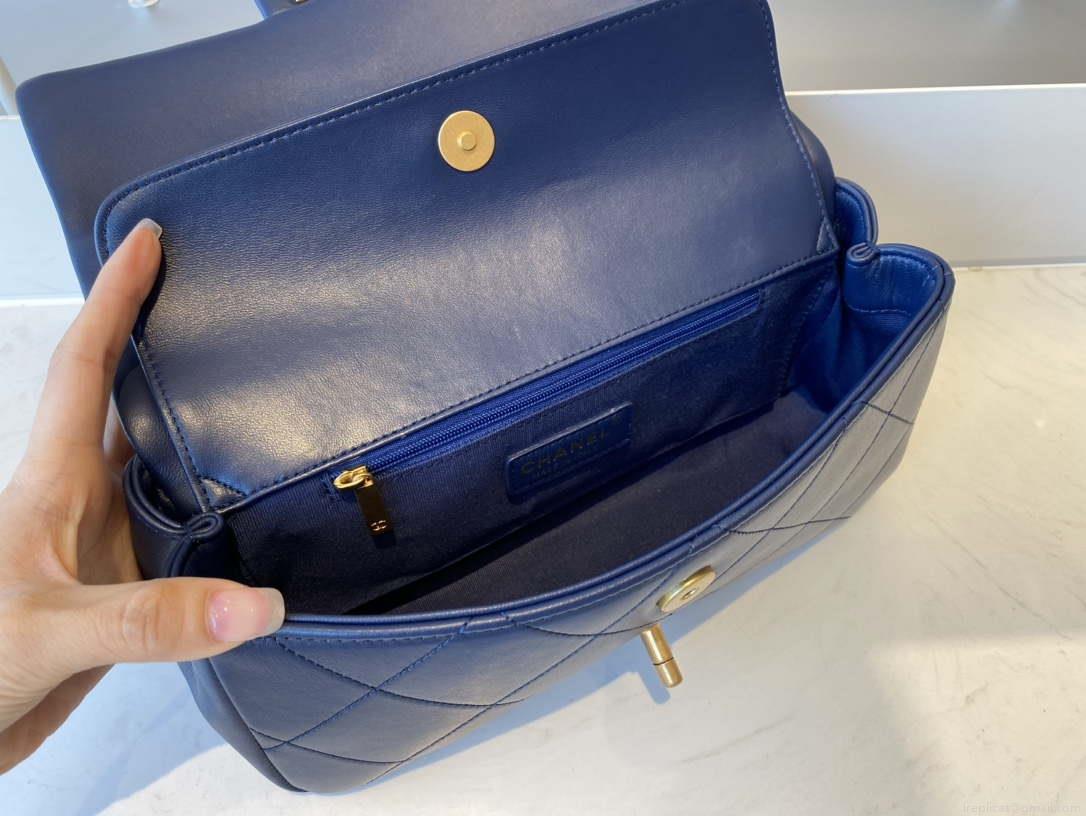 Chanel AS1466 Chanel Navy Blue small flap Bag Lambskin B02345