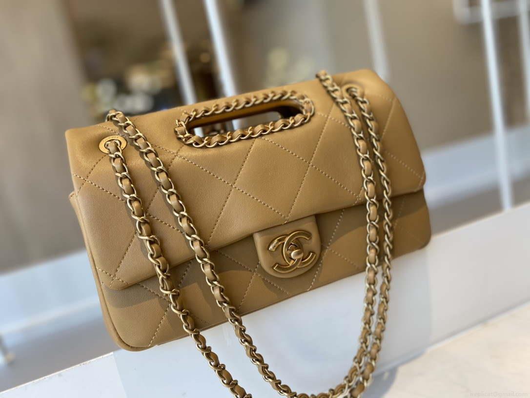 Chanel AS1466 Chanel Brown small flap Bag Lambskin B02345