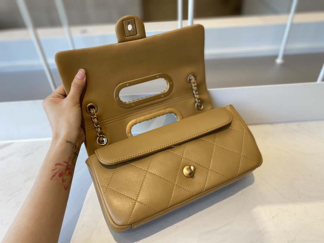 Chanel AS1466 Chanel Brown small flap Bag Lambskin B02345