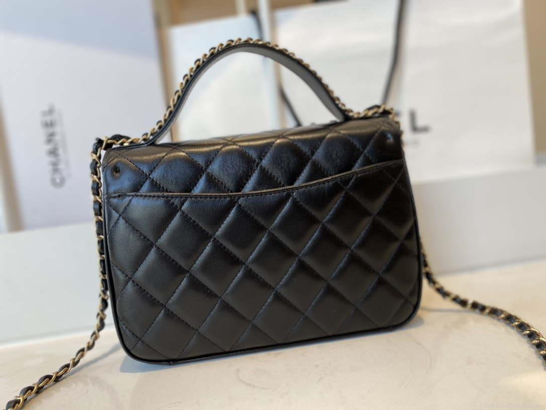 Chanel AS0970 Flap Bag Lambskin Leather 23cm Black