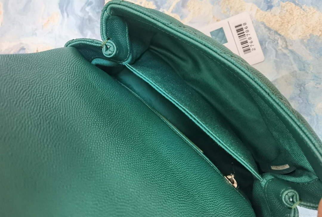 Chanel AS2215 Mini Flap Bag with Top Handle Bag Grained Calfskin Green