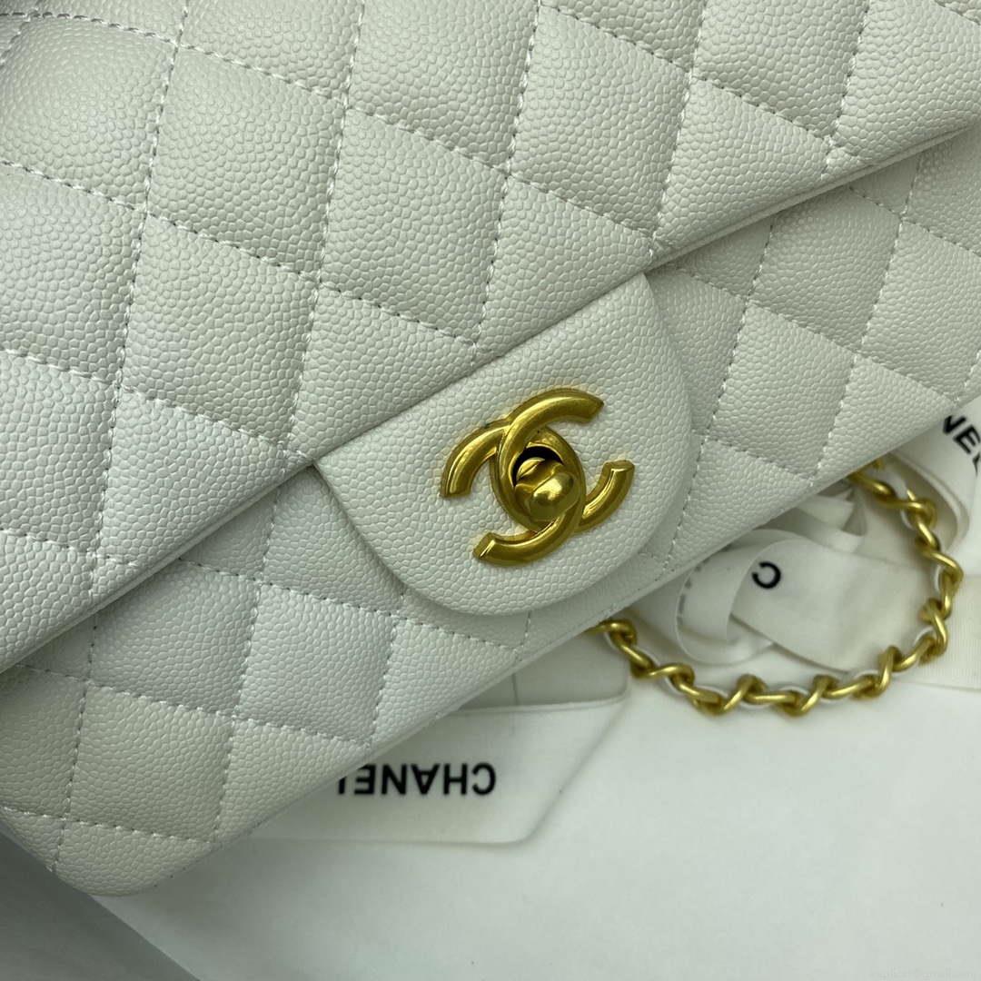 Chanel Mini Flap Bag with top Handle AS2431 Grained Calfskin White