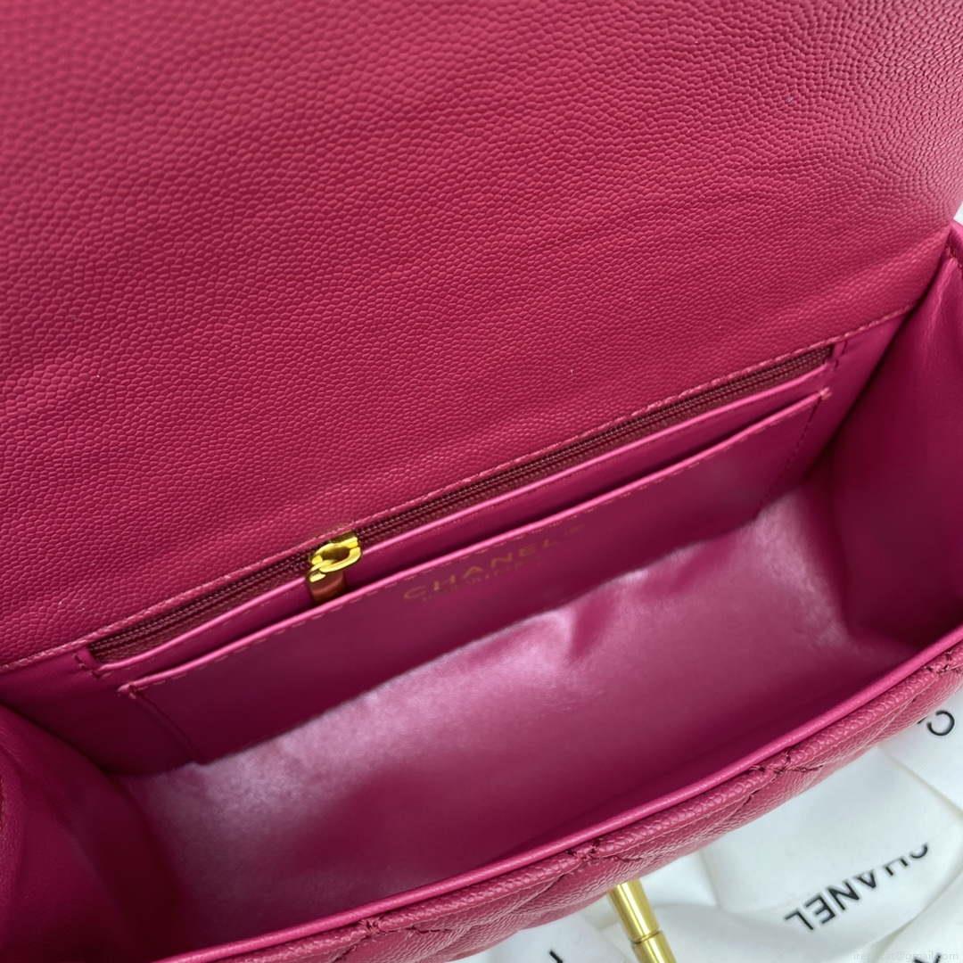 Chanel Mini Flap Bag with top Handle AS2431 Grained Calfskin Red