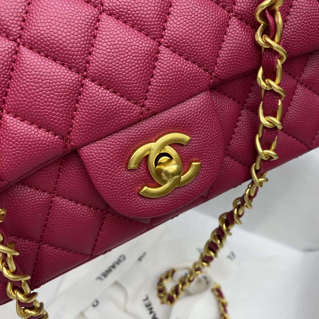 Chanel Mini Flap Bag with top Handle AS2431 Grained Calfskin Red