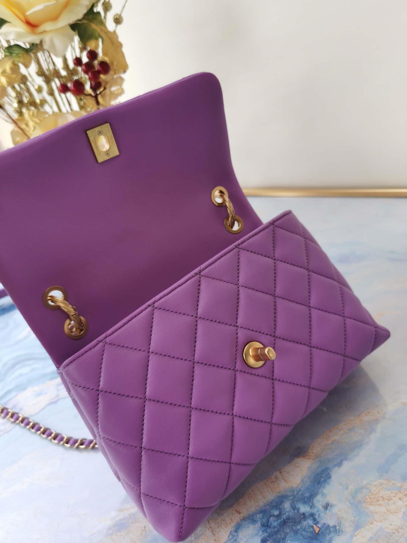 Chanel AS2044 Flap Original Lether Bag Purple